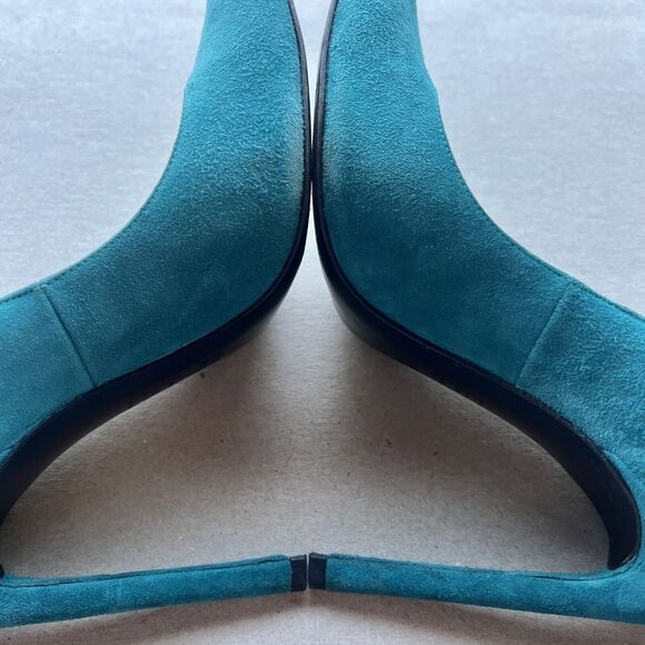 Stuart Weitzman Queen Caribe Turquoise Teal Suede Stiletto Heels Women’s 9.5 M - Picture 14 of 16